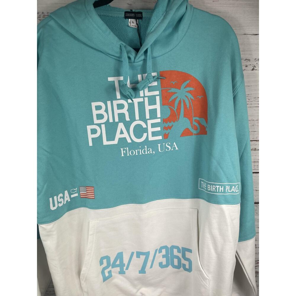 The Birth Place Hoodie Sweatpants Set Mens Large Blue White 24/7 365 Florida USA - Picture 3 of 12
